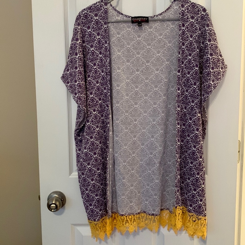 Purple & Yellow Short Sleeve Cardigan